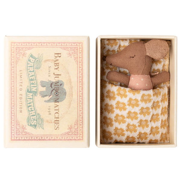 Maileg Sleepy Wakey Baby Mus I Tændstikæske - Rose