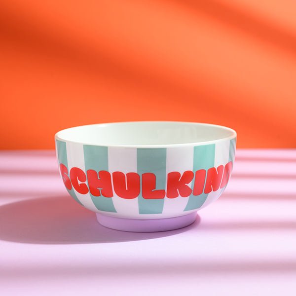 Porzellan - Set Schulkind Streifen, flieder/pink