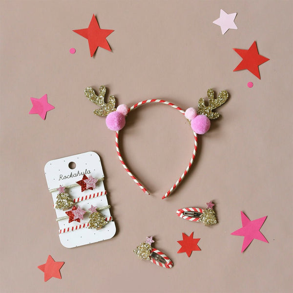 Stripy Pom Pom Reindeer Hårbøjle