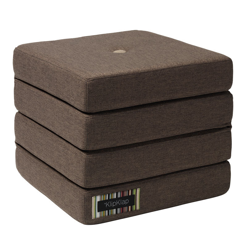 by KlipKlap 4 - fold madras, brun med sand knapper