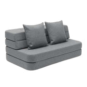 byKlipKlap 3 - fold sofa, 120 cm blågrå m grå knap