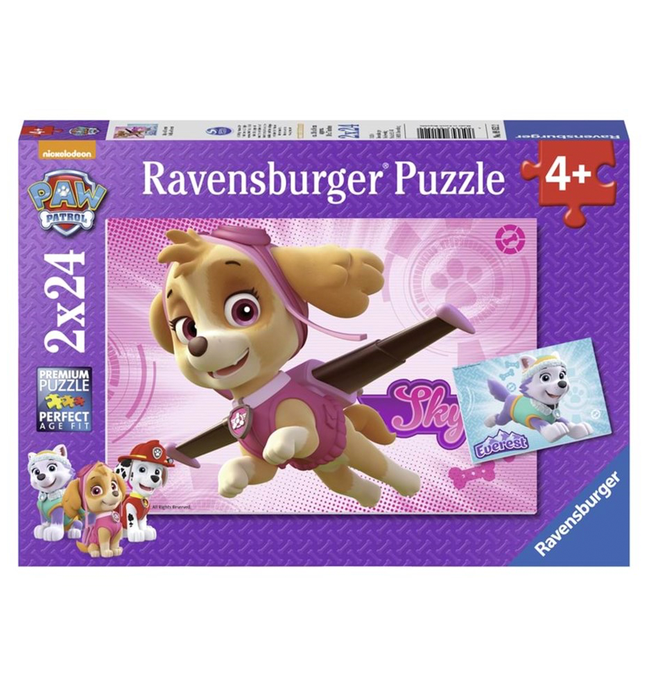 Paw Patrol, Skye og Everest puslespil 2 - i - 1, 24 brikker