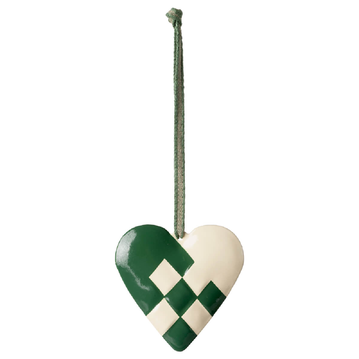 Maileg Metal Juleophæng, Stort Hjerte - Dark Green