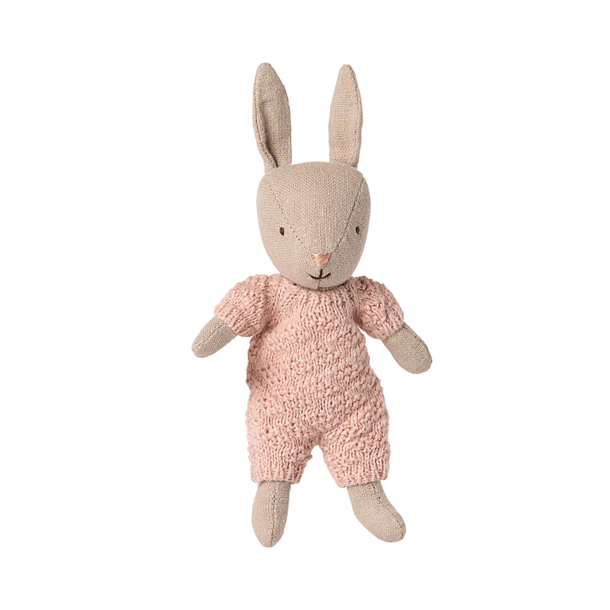 Maileg Kanin Micro, Sand - Rosa Strikket Dragt
