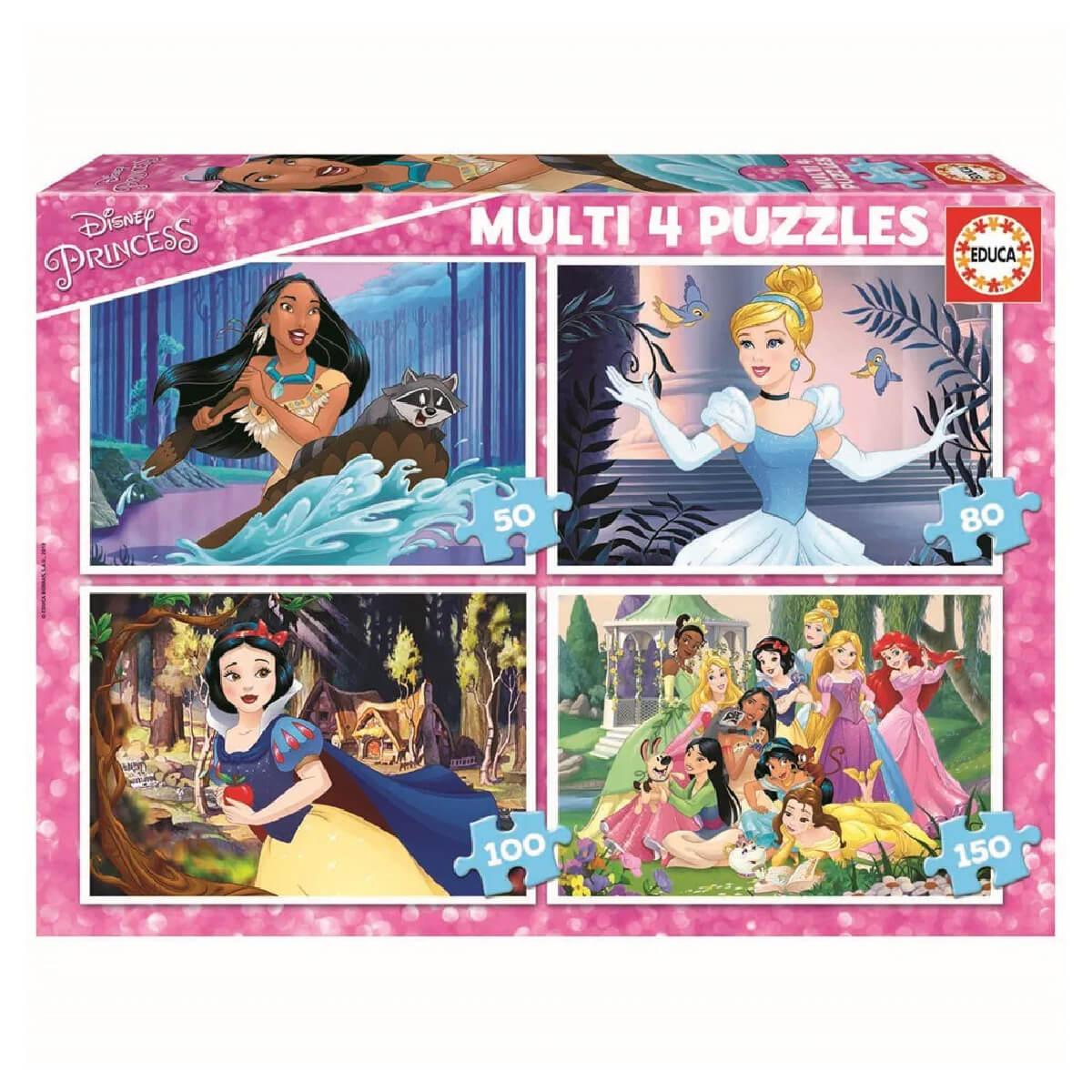 Educa Puslespil 4 stk, Disney prinsesser