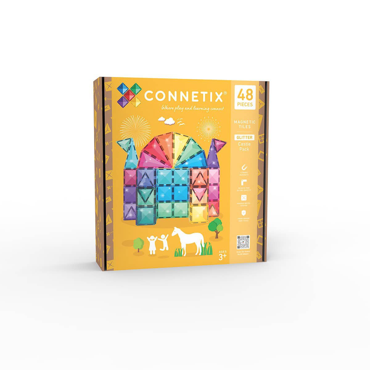 Connetix Eventyrslot Glitter, Magnetsæt 48 Dele - Glitter