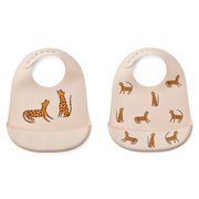 Liewood Tilda 2 - pak silikone hagesmæk, Leopard Sandy