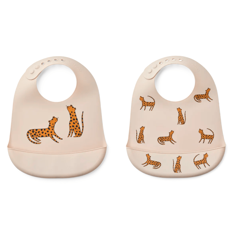 Liewood Tilda 2 - pak silikone hagesmæk, Leopard Sandy
