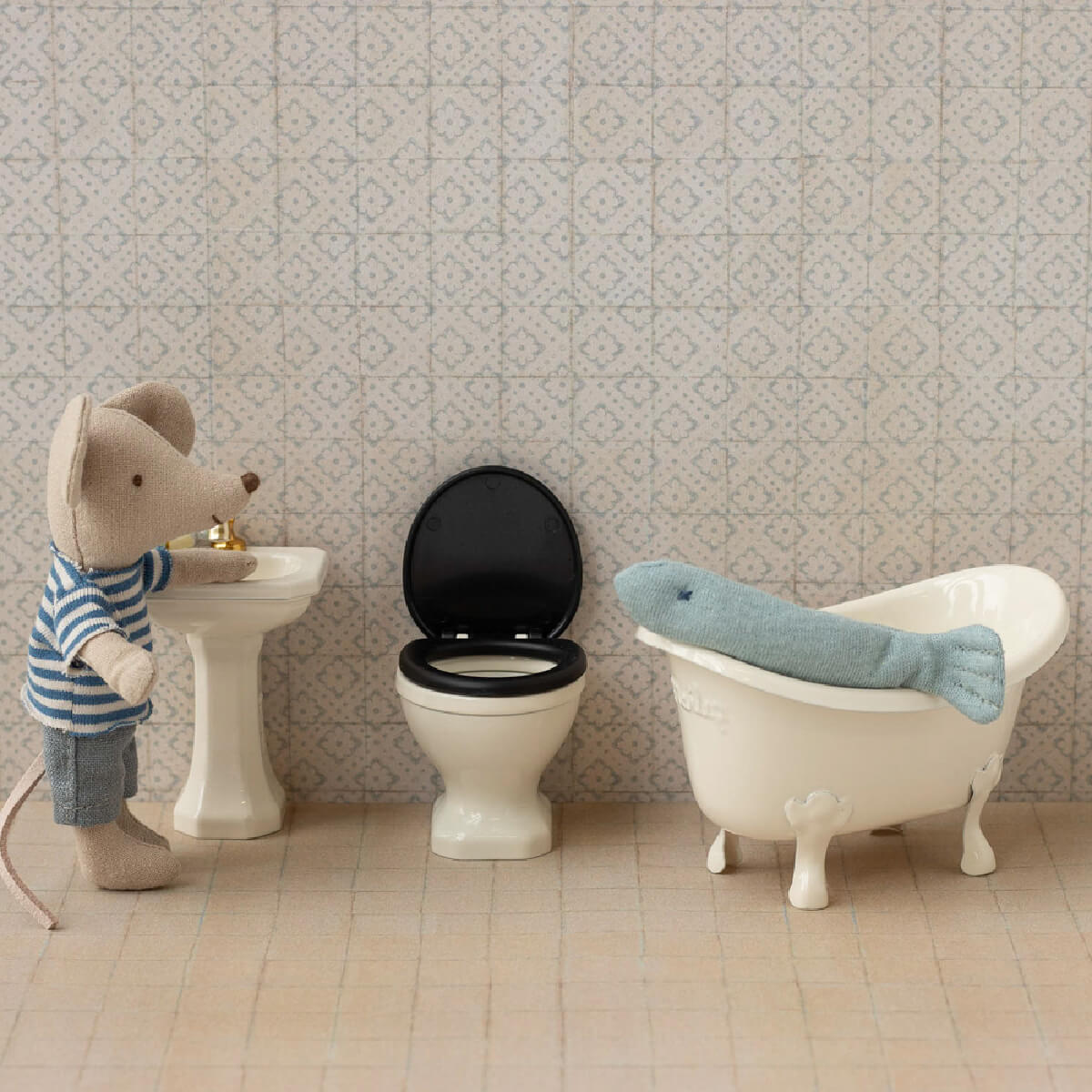 Maileg Toilet, Mus - Off White