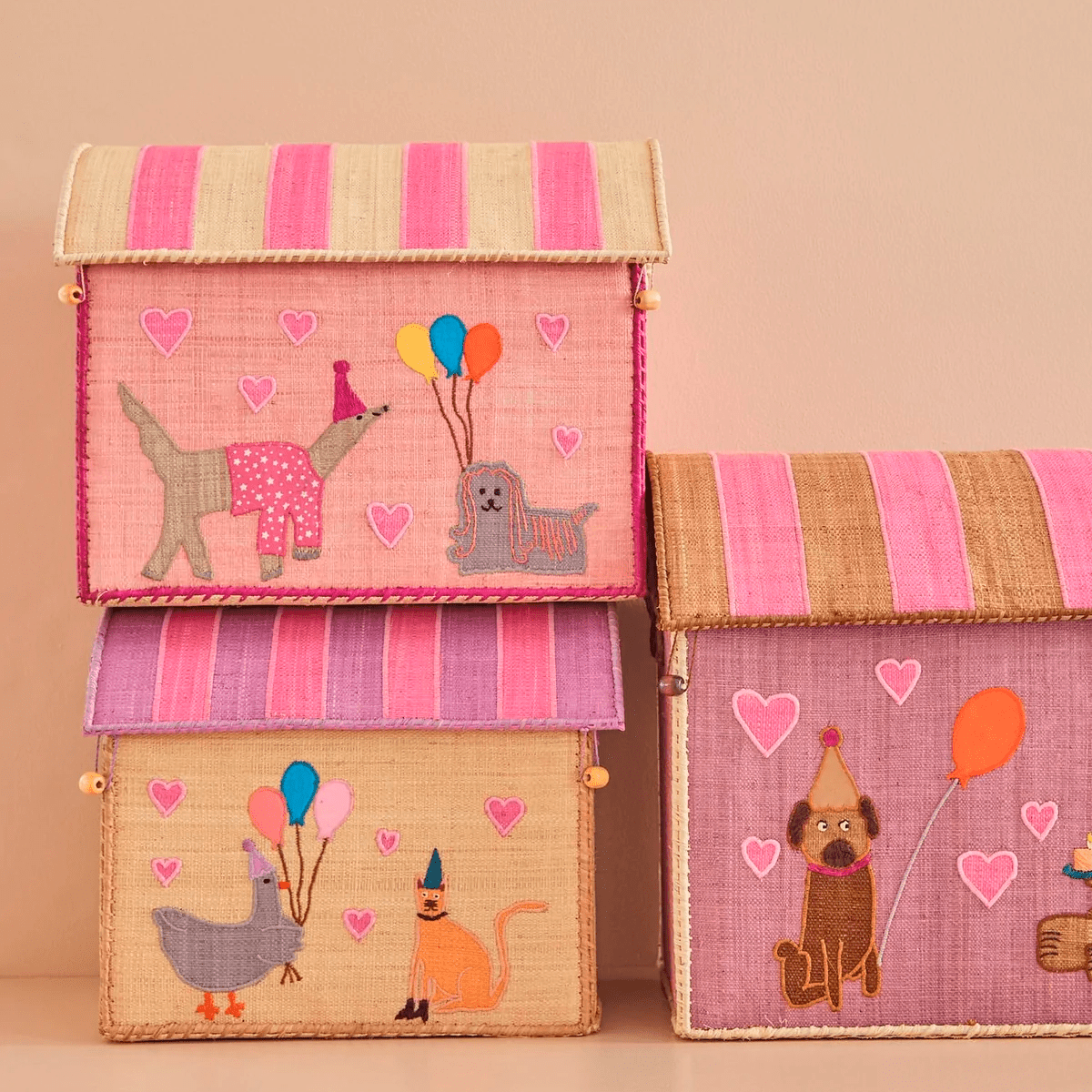 RICE opbevaringshus, party animal pink - stor
