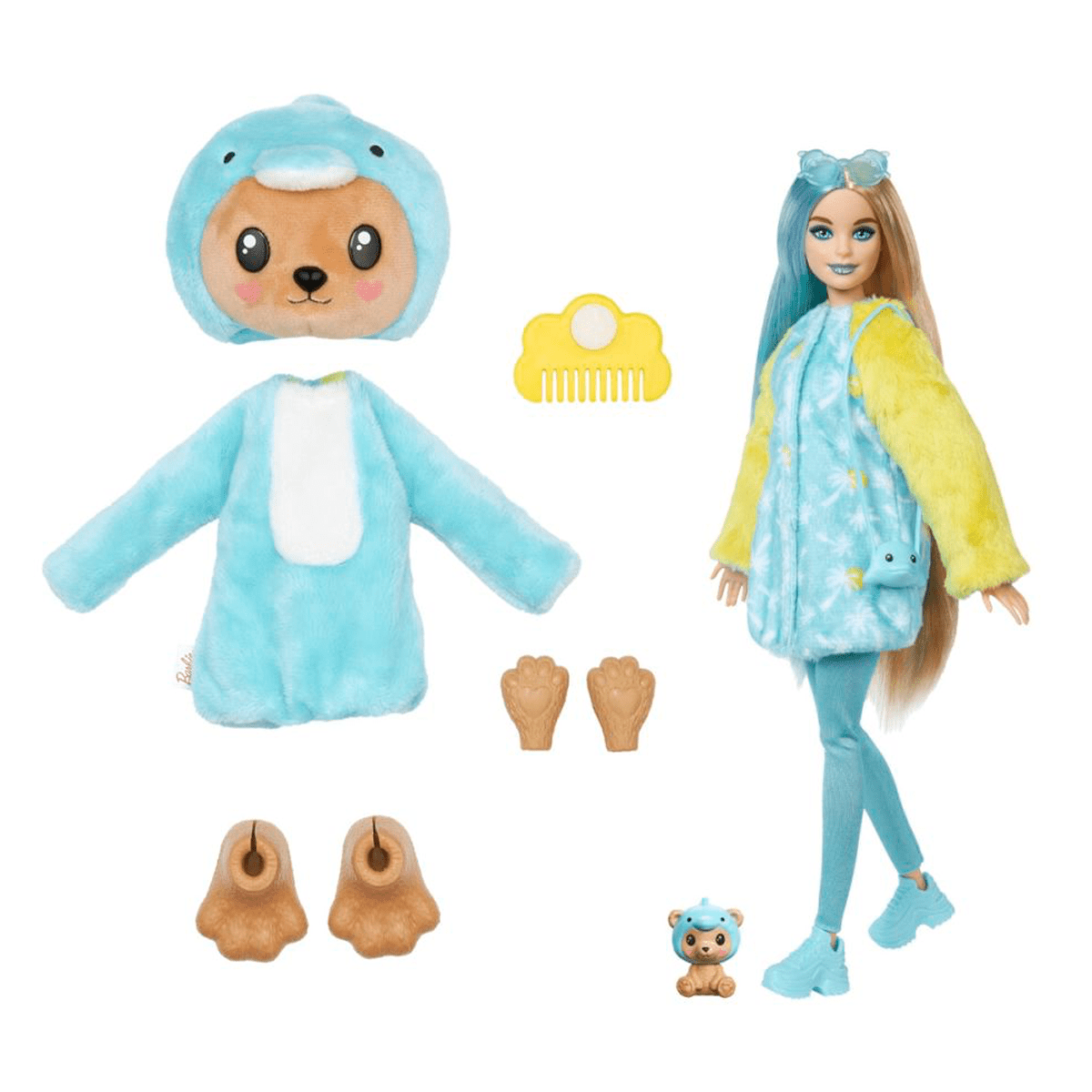 Barbie Cutie Reveal, bamsebjørn i delfin - dragt