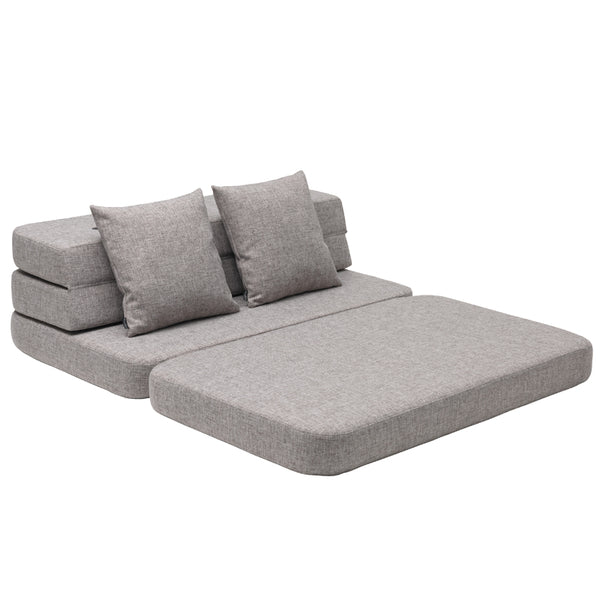 byKlipKlap 3 - fold sofa, 120 cm multigrå m grå knap
