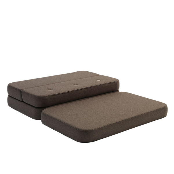 by KlipKlap 3 - fold sofa, 120 cm brun med sand knapper