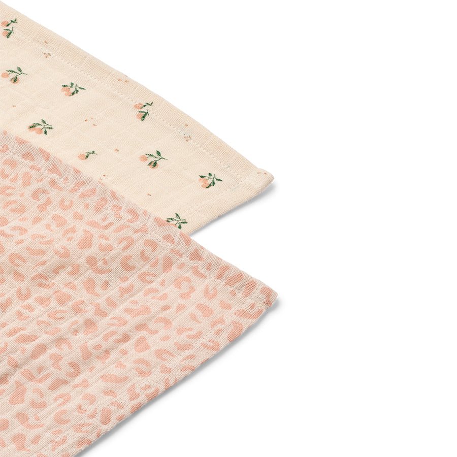 2-Pak Lewis Muslin Stofbleer i Mini Leo / Mini Peach Mix