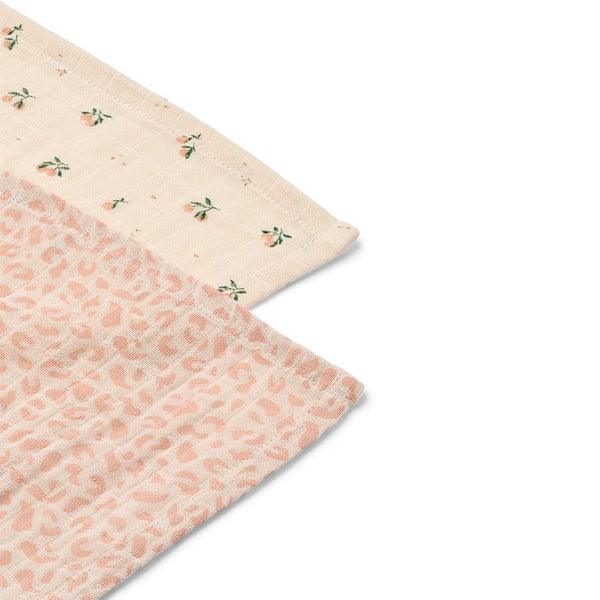 2-Pak Lewis Muslin Stofbleer i Mini Leo / Mini Peach Mix
