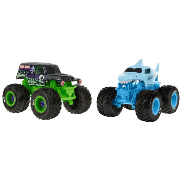 2-pak Mechanix Byg Din Egen Monstertruck med Megalodon & Grave Digger