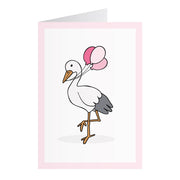 Kort Med Stork Rosa (A6)