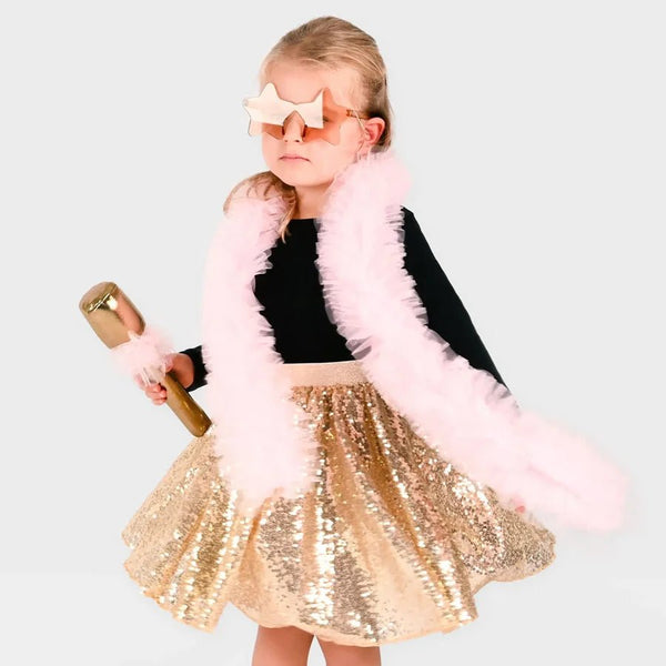 Disco Sæt Guld Med Tutu Strutskørt Og Tilbehør