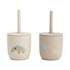 Done by Deer 2-Pack Silikonbecher mit Strohhalm, Celebration Sand