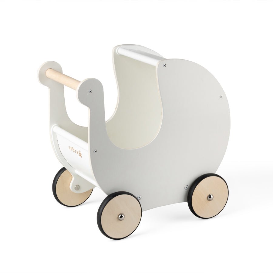 Dukkevogn i Træ i Classic White
