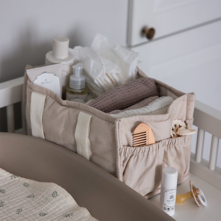 Pusleopbevaringskurv med Hanke i Morning Beige