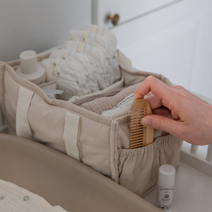 Pusleopbevaringskurv med Hanke i Morning Beige